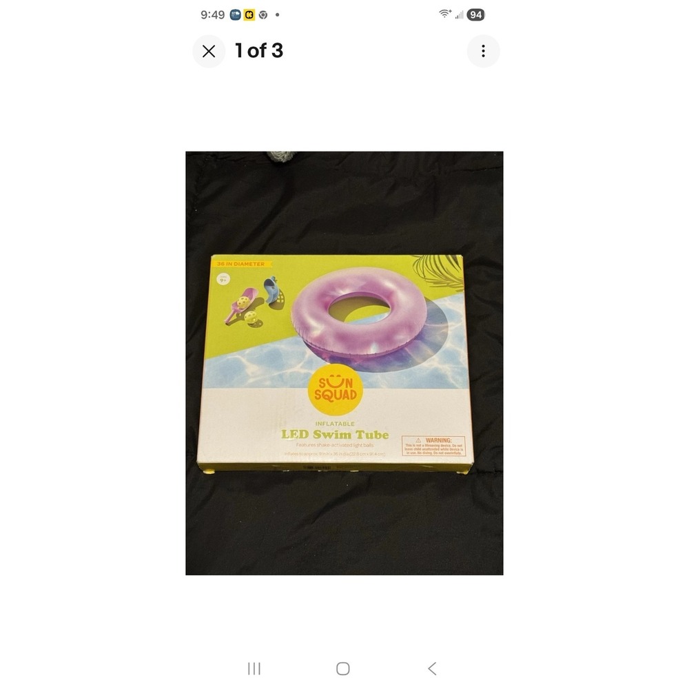 Sun Squad Swim Tube Inflatable Pool‎ Float Ring LED Lights 36" Lot Of 2